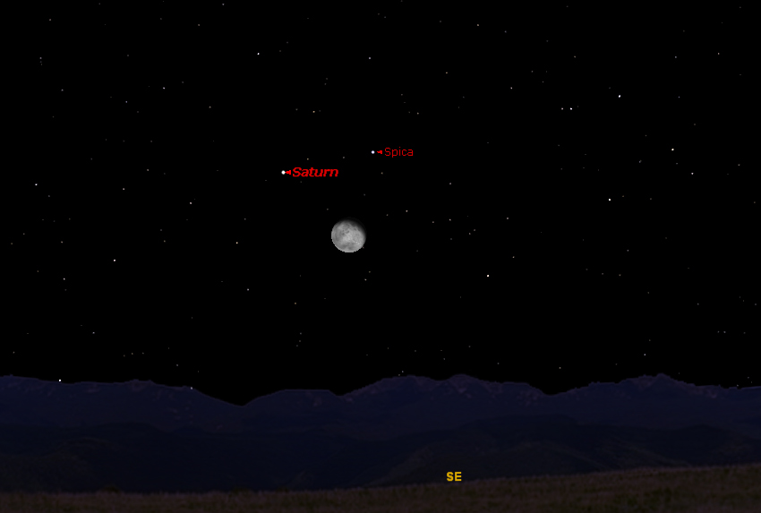Weekend Skywatching: Saturn Forms Triangle with Moon and Bright Star